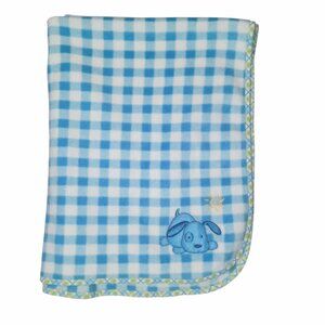 Vintage Carter's Dog Puppy Sun Gingham Security Lovey Blanket 28" X 36"